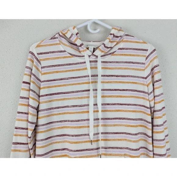 New Market & Spruce sz S Knit Hoodie Top or T-shirt multi color stripes ls 2575 - Picture 3 of 6